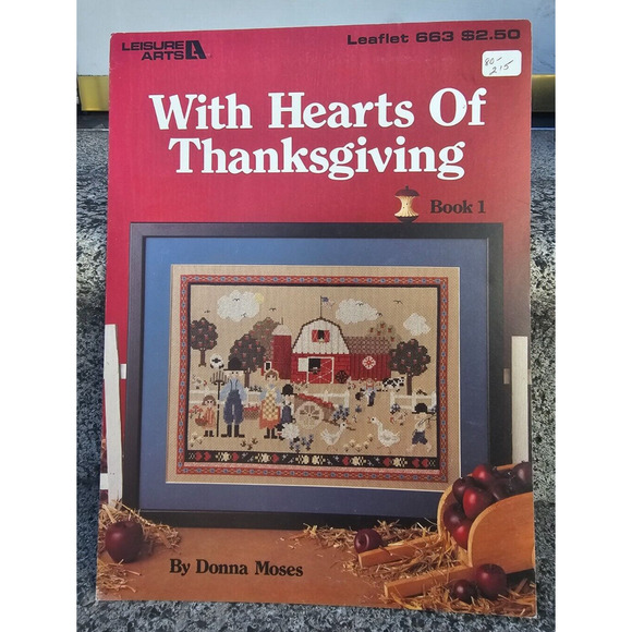 Leisure Arts Cross Stitch Pattern Leaflet With Hearts of Thanksgiving - Picture 1 of 2